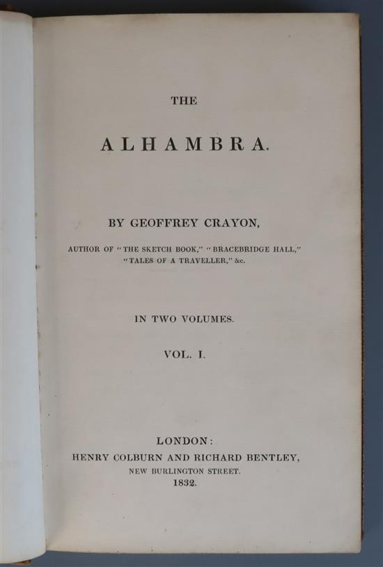 Crayon, Geoffrey [Washington Irving] - The Alhambra, 1st English edition, 2 vols, 8vo, original calf gilt, London 1832